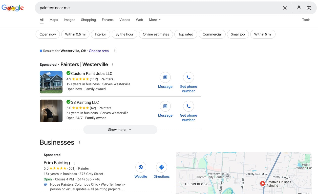 Google search results for a business in the city, featuring Choose My Site Digital Marketing and aligning with data-driven online marketing solutions.